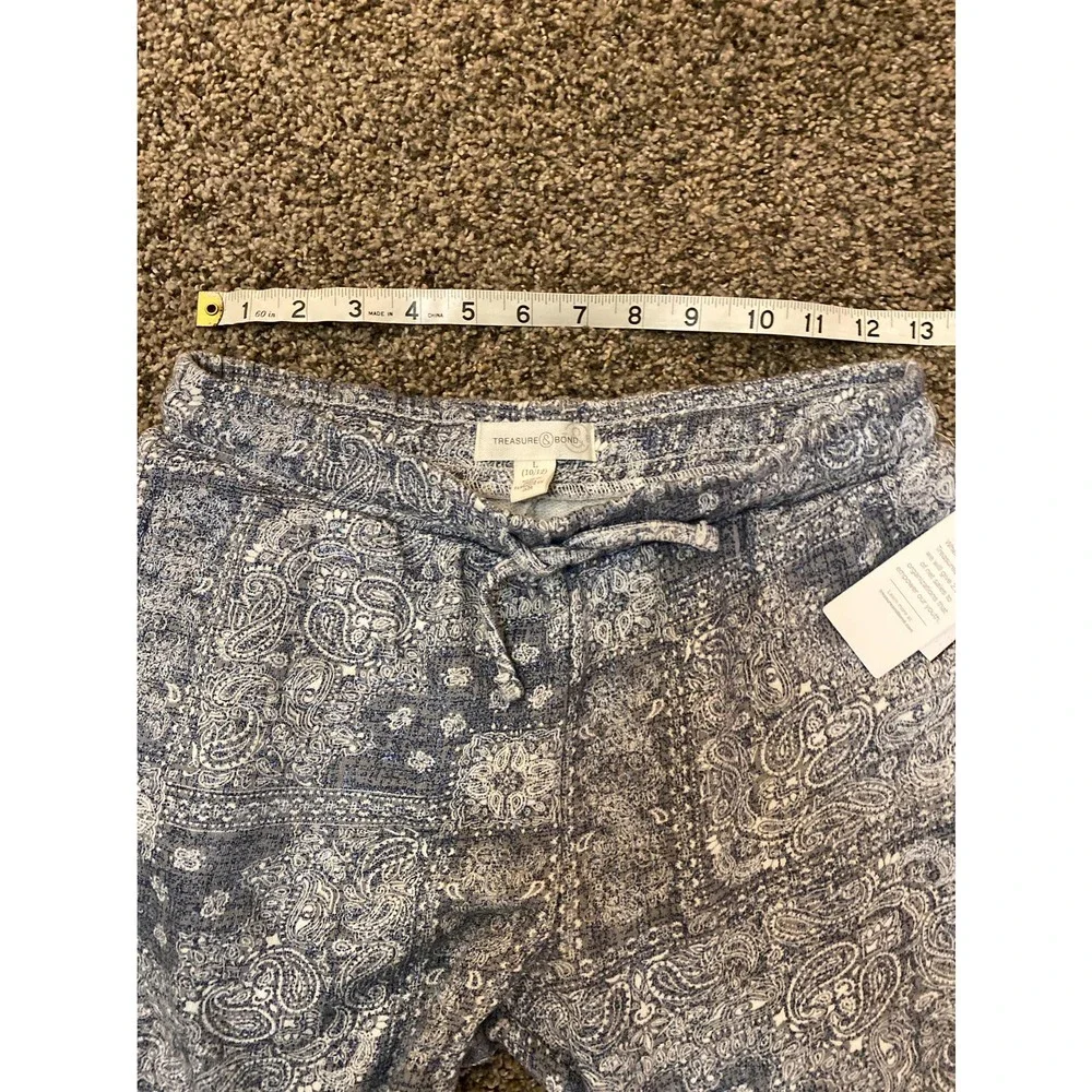 Treasure & Bond Navy Paisley Girl's Sweatpants - Size L - Picture 3 of 3